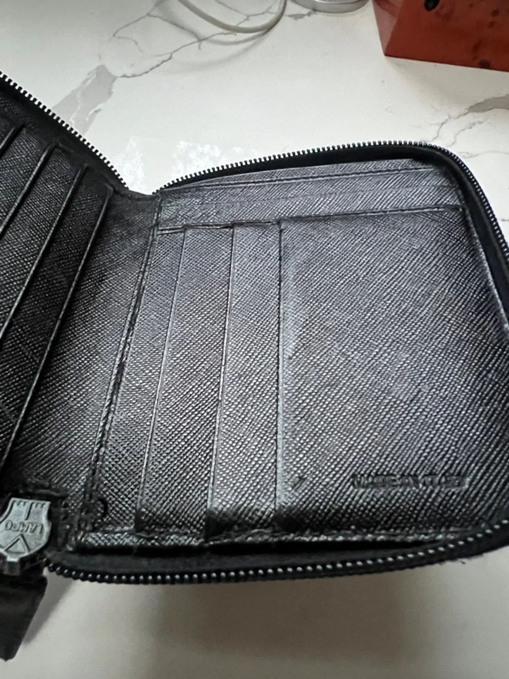 Prada Black Saffiano Leathet Zip Around Bifold Wallet